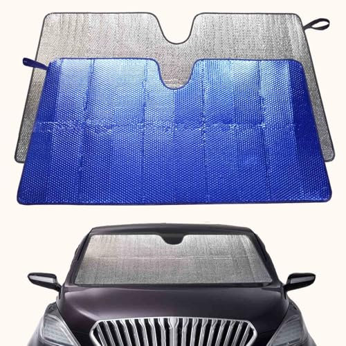 Auto Sonnenschutz Frontscheibe, 130 x 65 cm, Sonnenschutz Auto Windschutzscheibe, Faltbar, Reflektierend, UV-Schutz, Blau
