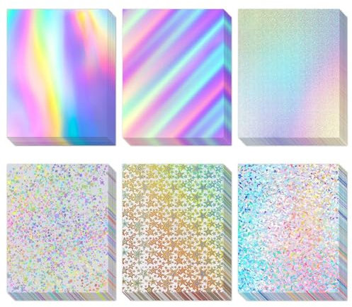 Qezodsx 120 Blatt Holografischer Karton 8,5 X 11, 250 G/M²/92 Lb, Metallischer Karton, Glitzernd, Glänzend, Schillernd, Spiegelpapier