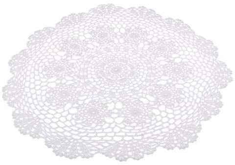 Centrino bianco all'uncinetto in cotone pizzo tovagliette tovagliette centrini 50 cm