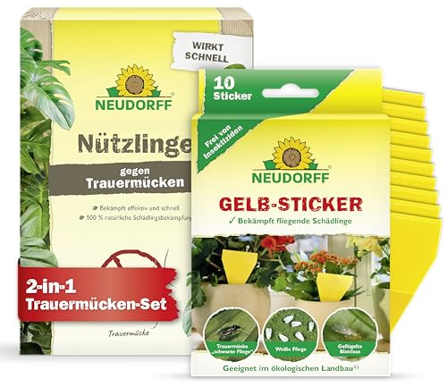 Neudorff Trauermücken-Set - 5 Mio. SF-Nematoden und Gelbsticker zur natürlichen und schnellen Bekämpfung von Trauermücken mit Sofort- & Langzeitwirkung