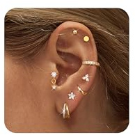 Diamday 8 Pares Pendientes Mujer Piercing Oreja Acero Quirurgico Piercing Tragus Helix Aros Dorados Mujer Hipoalergenicos Helix Tragus Cartílago Pendientes Pequeños Aros Aretes Oro Plata