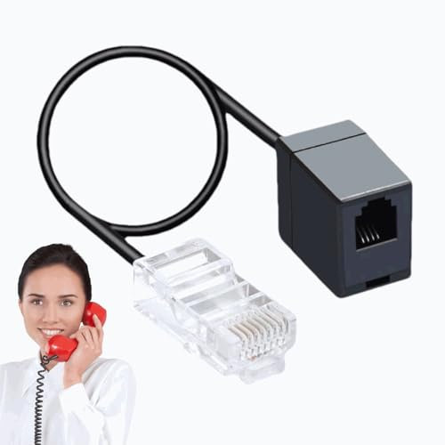 TECHZOCO Adapterkabel für Telefon RJ45-Stecker auf RJ11-Buchse, Netzwerkkabel zu Telefon, 1 x RJ45-Stecker 8P8C auf RJ11 Buchse 6P4C, Adapter RJ45 auf Rj11, Plug and Play, Länge 35 cm
