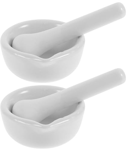 Will LIke Mortel och mortelstöt set, liten uppsättning av porslin, pestoskål, perfekt för hem och laboratorium (2 set, 80 mm)