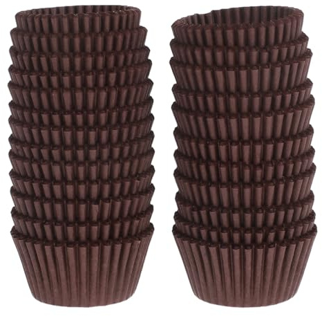 Cabilock 500 Cápsulas de Papel para Cupcakes, Moldes de Papel para Magdalenas y Mini Muffins, Color Café, 4.5 x 3.5 x 2.5 cm, para Repostería y Pastelería