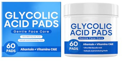 Almohadillas exfoliantes profesionales con ácido glicólico para la cara con 10% para renovación de la piel (azul, 7,5 x 7,5 x 7 cm)