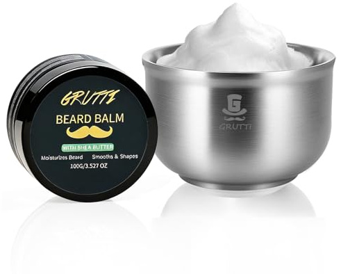 Cuenco afeitar acero inoxidable 10,5cm, cuenco espuma afeitado, crema de afeitar 100g,kit afeitado húmedo hombre, accesorios para barba, afeitado clásico, cuidado facial hombre