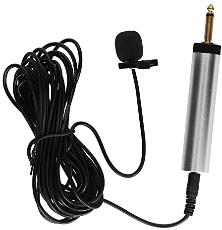 Ejoyous Professionell Kondensatormikrofon, Kopparklämma på Lavalier-mikrofon med 5 M Kabel, 360 Graders Roterande Klämma, 6,35 Mm Kontakt för Inspelning Av Intervju Podcast Instrumentanvändning