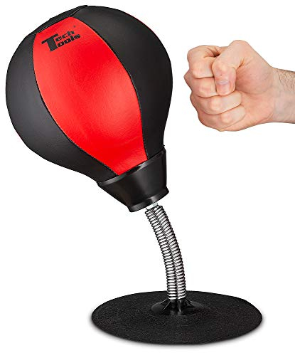 Tech Tools Stress Buster Desktop-Boxsack – saugt Sich an Ihrem Schreibtisch, robuster Stressabbauball, lustiges Büro-Geschenk mit weißem Elefant, Geschenk für Chef oder Kollegen, Männer und Frauen