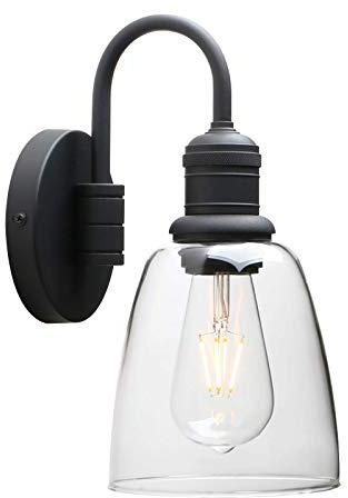 Yosoan Lighting Modern Vintage Industrial Bell Sconce Wall Light Fitting | 5.6” Clear Glass Lampshade, for kitchen Living Room Bedroom Loft Bar