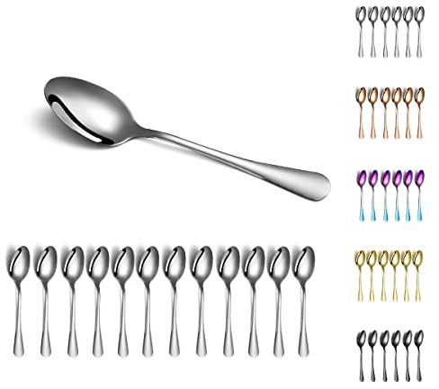 Cucchiai da tavola, Kyraton 12 pezzi 19 cm Cucchiaio da tavola in acciaio inossidabile, cucchiai da zuppa, cucchiai Stoviglie lavabili in lavastoviglie Set di 12