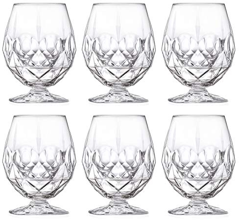 Barski Brandy Glass - Sherry - Cognac - Snifter - Stemless Goblet - Set of 6 Glasses - Non Leaded Crystal Glass - Great for Spirits - Whiskey - Bourbon - Liquor - Wine - 18 oz - Made in Europe