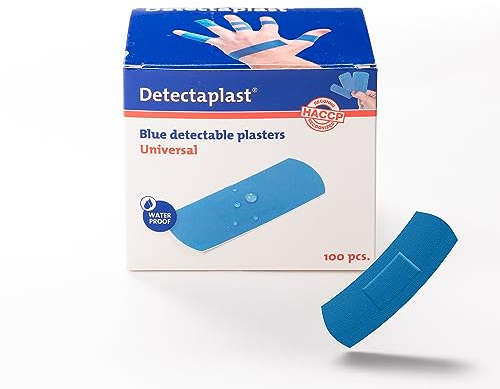 Cerotti detectabili color blu Detectaplast Universal, cerotti impermeabili e resistenti allo sporco, cerotti alimentari, cucina, catering e ristorazione, 19 x 72 mm, 100 pezzi