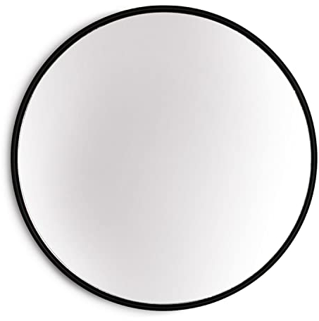 Elegance by Casa Chic - Schwarzer Wandspiegel aus Metall - Rund 80 cm Durchmesser Galvanisiertes Metall - Ideal für Badezimmer und Wohnzimmer - Schwarzer