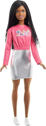 Barbie It Takes Two Barbie “Brooklyn” Roberts Doll (Braided Hair) Wearing Pink NYC Shirt, Metallic Skirt & Shoes, Gift for 3 to 7 Year Olds