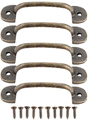 Möbelgriff Schrankgriff 5 Sets Legierung Griffe w/Schrauben Antike Bronze/Silber Zieh 50mm Loch Schubladen Türschrank Vintage Wohnkultur Küche Brust Badezimmer (Color : Antique Bronze)