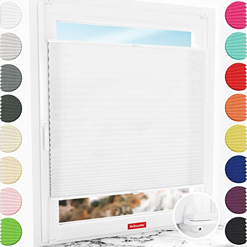 Schuette® Plissee ohne Bohren ● Premium Kollektion: White Day (Weiß) ● 40x80cm (Breite x Höhe) ● Suprafix Faltrollo X Klemmfix Rollo ● Blitzschnelle Montage inkl. Video