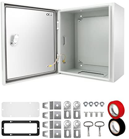 TOCRETOARE Outdoor Electrical Junction Box, 12 x 10 x 6'' NEMA 4X Enclosure Box, Wall Mounted IP66 Waterproof & Dustproof Lockable Metal Junction Box