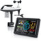 Brandson - Station météo Radio réveil avec capteur extérieur 5en1, Weather Station, prévisions météorologiques, anémomètre, pluviomètre, thermomètre, hygromètre, baromètre, Heure DST, Panneau Solaire