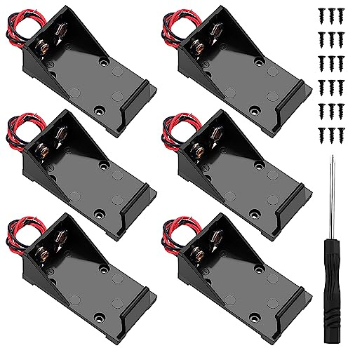 6 Stycken 9V Batterihållare, KUOQIY Plast 9 Volt Batterihölje med Trådledning, 9V Batteri Förvaringslåda för CCTV, Motor, Magnetventil, LED-band, med Skruv och Skruvmejsel