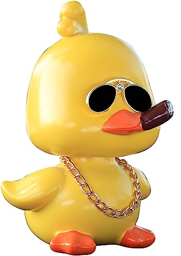 Mwmoeen Ente Wackelfigur Auto Deko, Coole Gelbe Armaturenbrett Dekoration, Lustige Schüttelkopf Puppe Geschenk (Stand)