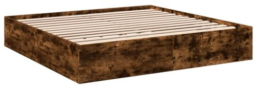 vidaXL Bettgestell, Bett Doppelbett für Schlafzimmer, Bettrahmen mit Lattenrost, Schlafzimmerbett Modernes Design, Räuchereiche 200x200cm Holzwerkstoff