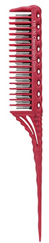 Peine de de Rata, Peine Triple para Peinar el Cabello con Mango Antideslizante para Uso Profesional en Peluquería (rojo)