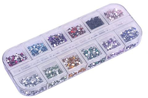 3 000 st nagelkonst strass kit nagelspetsar skivor 12 färger nageldubbar glitter nagel för nagelkonst dekorationer