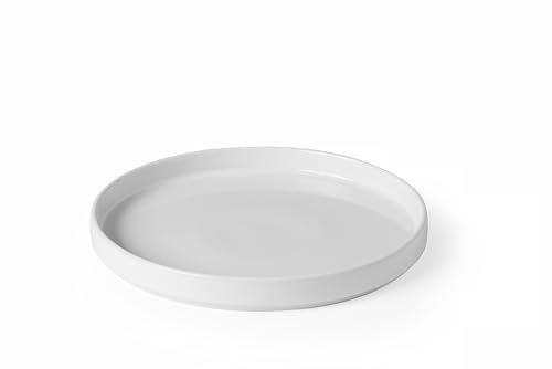 HENDI Assiette plate à bord haut, Oslo, ⌀240mm, porcelaine blanche émaillée