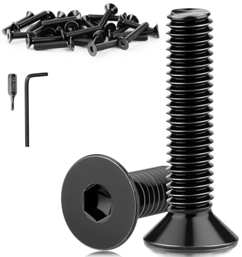 Mbsomnus 60 Pièces Vis M3x16 mm Vis à Tête Fraisée Noir M3 à Tête Plate DIN 7991/ISO 10642 Inoxydable A2 V2A Six Pans Creux Boulon pour Réparation Mécanique Meubles