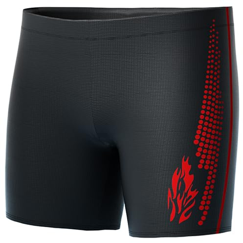 SEAUR Costume da bagno corto da uomo, per sport acquatici, EU S-XXL= giorno, NO XL-5XL, Fiamme rosse, M
