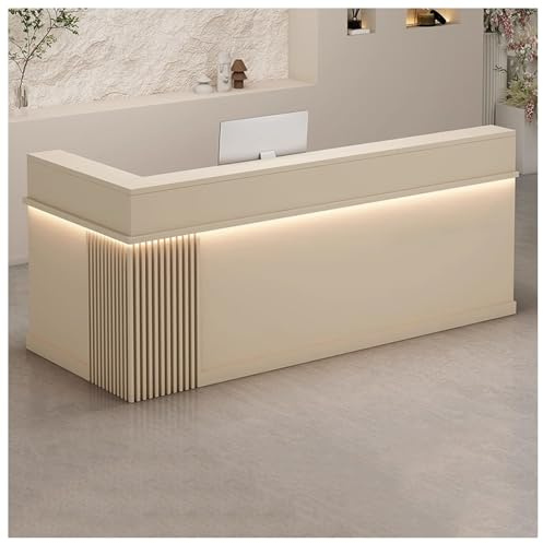 FENGZEQUAN Empfangstheke, Empfangstresen, Rezeption, Rezeptionstheken, Laden-Theke Verkaufstheke Verkaufstisch, Büromöbel Rezeptionsmöbe mit Schubladen und Schrank(B3,150cm/59in)