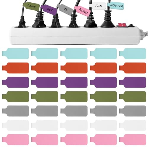 Lot de 35 étiquettes de câble - 7 couleurs - Avec fermeture - Marquage de câbles pour la gestion des câbles, l'étiquetage, la classification