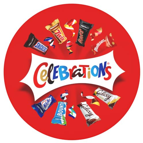CELEBRATIONS Boîte Métal Assortiment Chocolats SNICKERS TWIX MARS 385g | Assortiment de mini chocolats au lait dans une élégante boîte, à partager en famille ou offrir en toute occasion