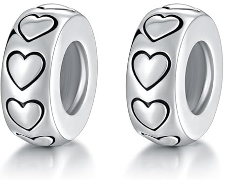 GW 2PCS 925 Sterling Silber Gummi Spacer Stopper Bead Charm für Armbänder