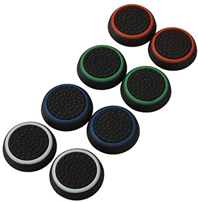 4 Pair/8 Pcs Ersatz Silicone Thumb Grip Stick Analog Joystick Grips Caps Cover Aufsätze Schutzkappen Kappen Dualshock Thumbsticks für PlayStation PS4 PS3 Xbox One/360 Nintendo Wii U Game Controllers