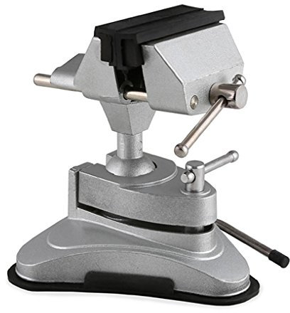 EBERTH Etau à rotule avec largeur de mâchoire de 75 mm, rotule pour un alignement flexible, pied ventouse pour un maintien ferme, mâchoires de protection pour protéger les pièces fragiles, robuste