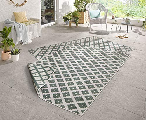 bougari Niza Reversible y Exterior para en Alfombra Verde/Crema 80 x 150