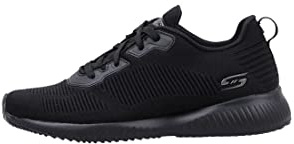 Skechers Women's Bobs Squad Tough Talk Sneakers, Black Engineered Knit Trim, 4 UK