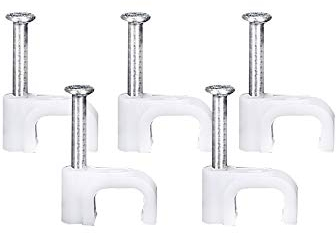 JBSTK 100 Stück Kabelschelle 6mm eckig - weiß - 100stk.Kabelklemmen Kabelclips Kabelhalter für Flachkabel