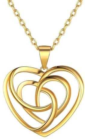 ChicSilver Gold Necklace Womens Celtic Knot Jewellery Sterling Silver Heart Charm Necklaces 18 inches+2 inches