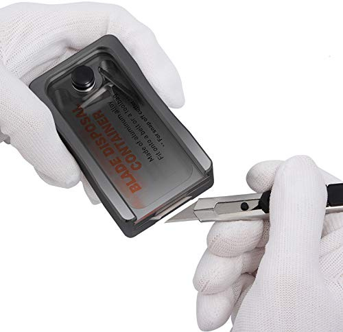 FOSHIO Blade Disposal Container, Grey Aluminum Alloy Magnetic Storage Box with Convenient Hanging Clip, Snap off Blades 9mm 18mm Safely Dispose of Used Blade Case