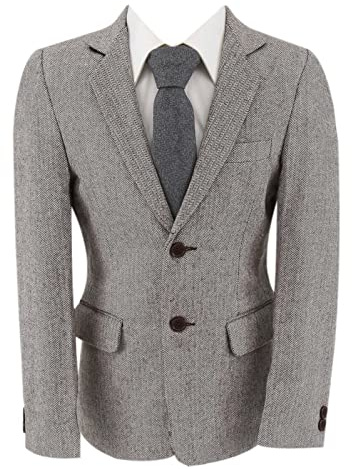 SIRRI Blazer de Tweed con diseño de espiga para bebé, elegante, informal, gris claro, 13 años