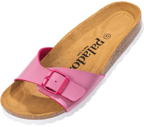 Palado Pantoletten Damen Malta Matt – gefertigt in Spanien – Veloursleder-Decksohle – matte Oberfläche – Weichfußbett für besten Komfort Pink UK8 - EU41