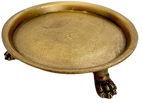 Hapton House 100% Solid Brass Clawfoot Candle Dish - Pedestal Dish - Candle Holder - Jewelry Holder - Perfect for Wax Candles, Rings, and Trinkets