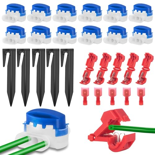 GROFIS Lot de 30 Connecteur Cable/Connecteur de Dérivation en T, Raccord Electrique Etanche Remplis de Gel, Dénudage Inutile Bornes de Raccordement pour Jardin