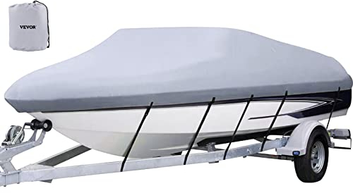 VEVOR wasserdichte Bootsabdeckung, 488-564 cm Trailer-Bootsabdeckung, Breite von bis zu 249 cm V-Rumpfabdeckung, Festmacherabdeckung aus 600D-Marine-Polyester, Passend für Boote mit V-Rumpf