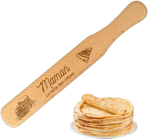 ERNESTINE - Spatule à crêpe en bois Maman - Idée cadeau Maman et Papa - Accessoire pâtisserie crêpes et gâteaux - spatules cuisine crêpes - outil cuisine - accessoires crêpière - ustensiles crêpe