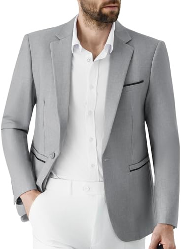 Autsel Blazer Chaqueta de Traje para Hombre Slim Fit 1 Botón Elegante