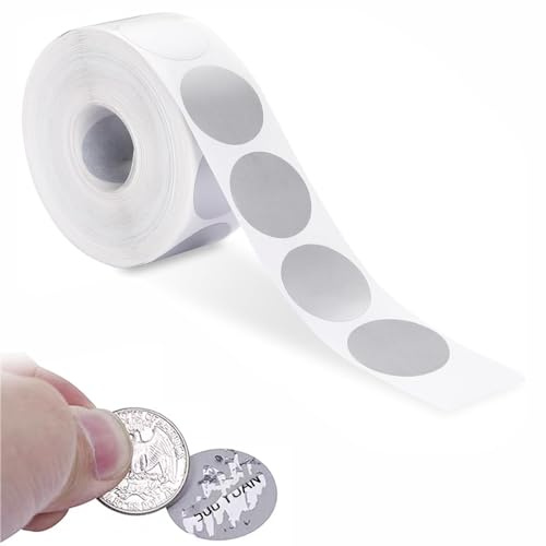 300 Pcs Scratch Off Stickers, Scratch Off Round Selfadhesive Sticker, Silver Scratch Stickers, Scratch Card and Scratch Ticket Reveal, for Lucky Draw Promotions Activities in Suppermarkets