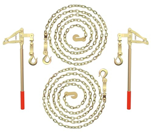Fence Stretcher Tool Chain Link Fence Bar Puller, Heavy Duty Steel 19.7ft Chain Strainer Wire Tensioner, Barbed Wire Fence Tensioner and Repair Tool, Capacity 2200 lbs (2 Pack)